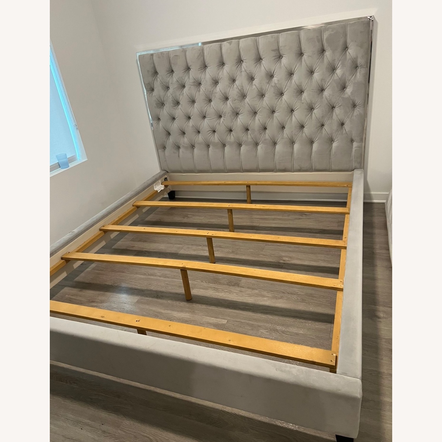 Z Gallerie Light Gray Velvet King Bed - image-1