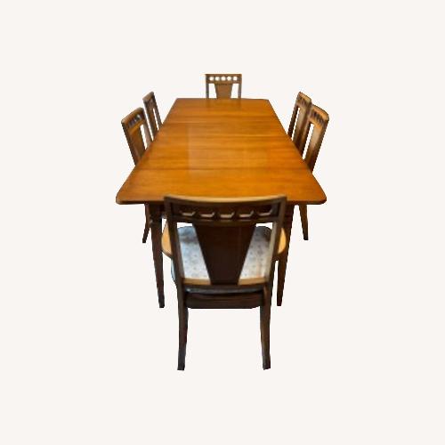 Used Bassett MCM Palerno Expandable Table + 6 Chairs for sale on AptDeco
