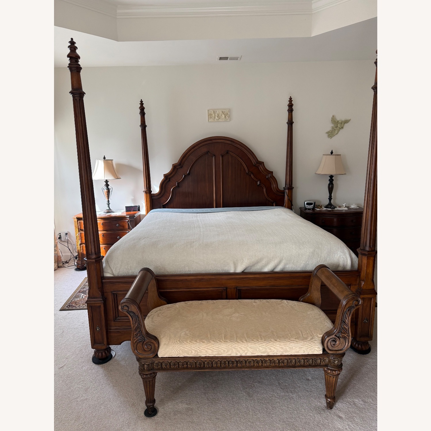 Ethan Allen Dark Brown Wood King Bed - image-1