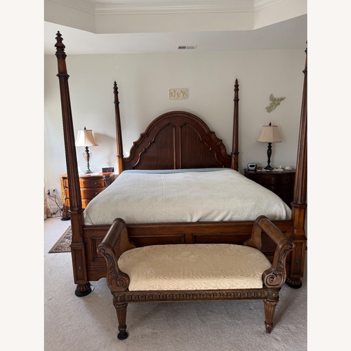 Used Ethan Allen Dark Brown Wood King Bed for sale on AptDeco