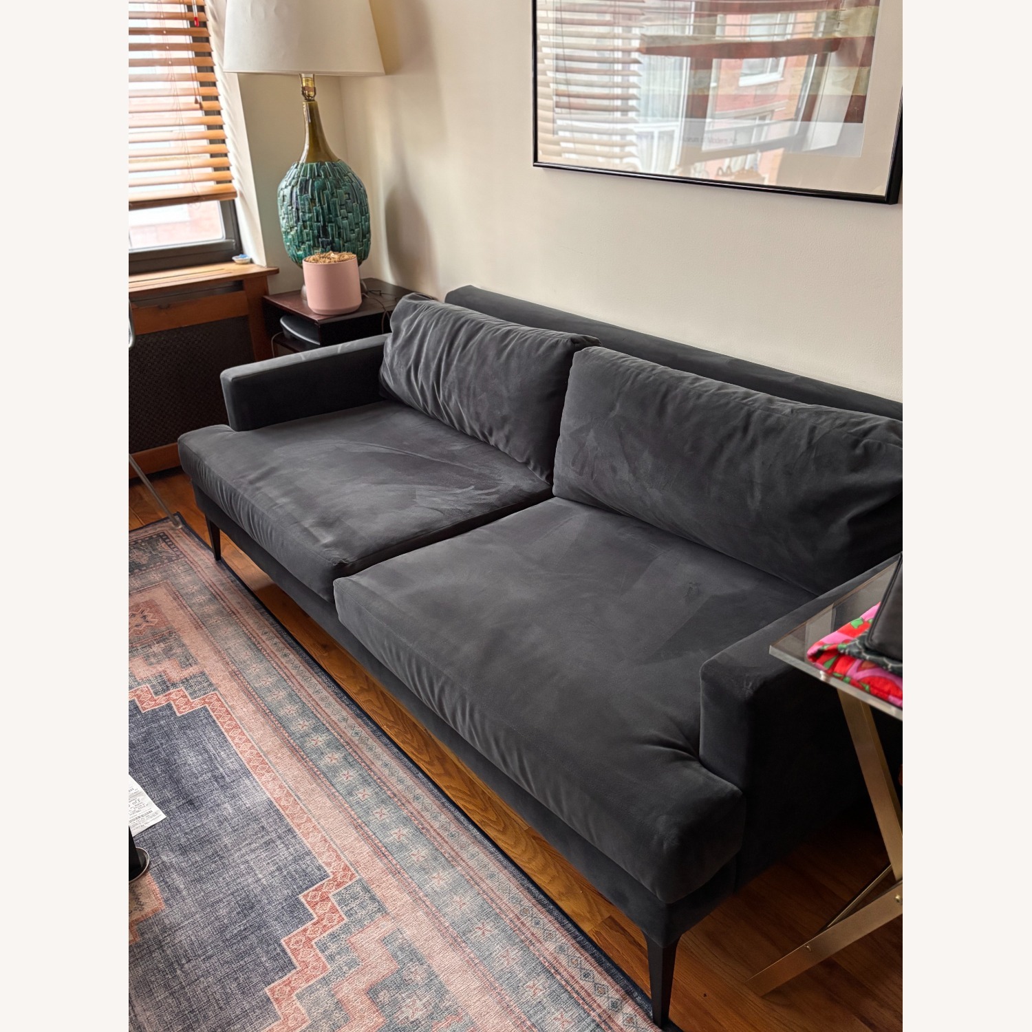 West Elm Andes Sofa Dark Blue/Grey  - image-2