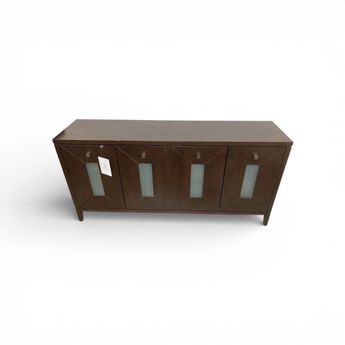 Used Dark Wood w Frosted Window Front Doors Buffet for sale on AptDeco