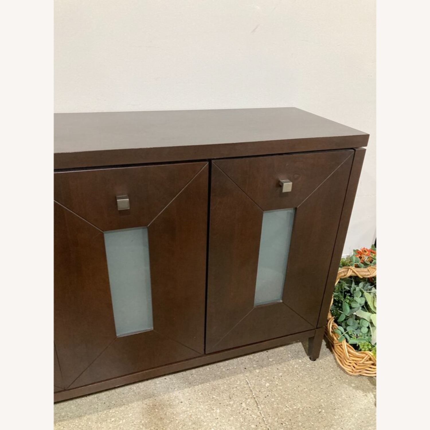 Dark Wood w Frosted Window Front Doors Buffet - image-4