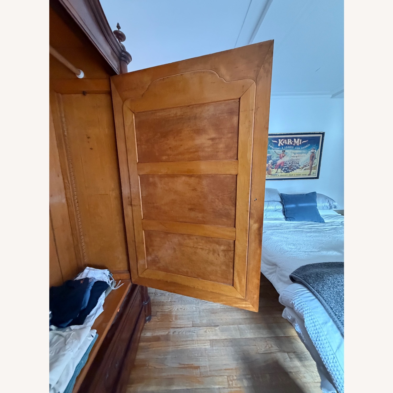 Dark Brown Mahogany Wood Armoire - image-3