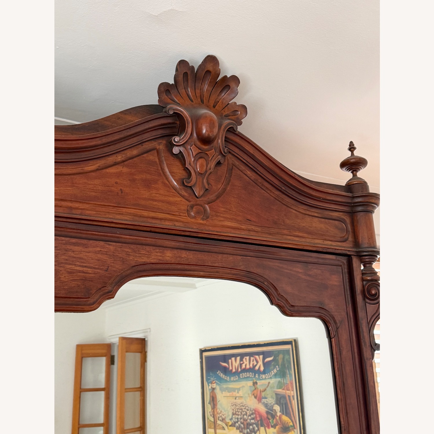 Dark Brown Mahogany Wood Armoire - image-2