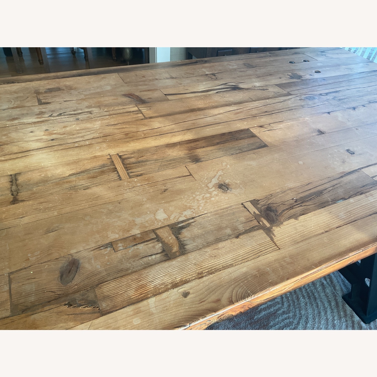 Dark Brown Industrial Wood Dining Table - image-4