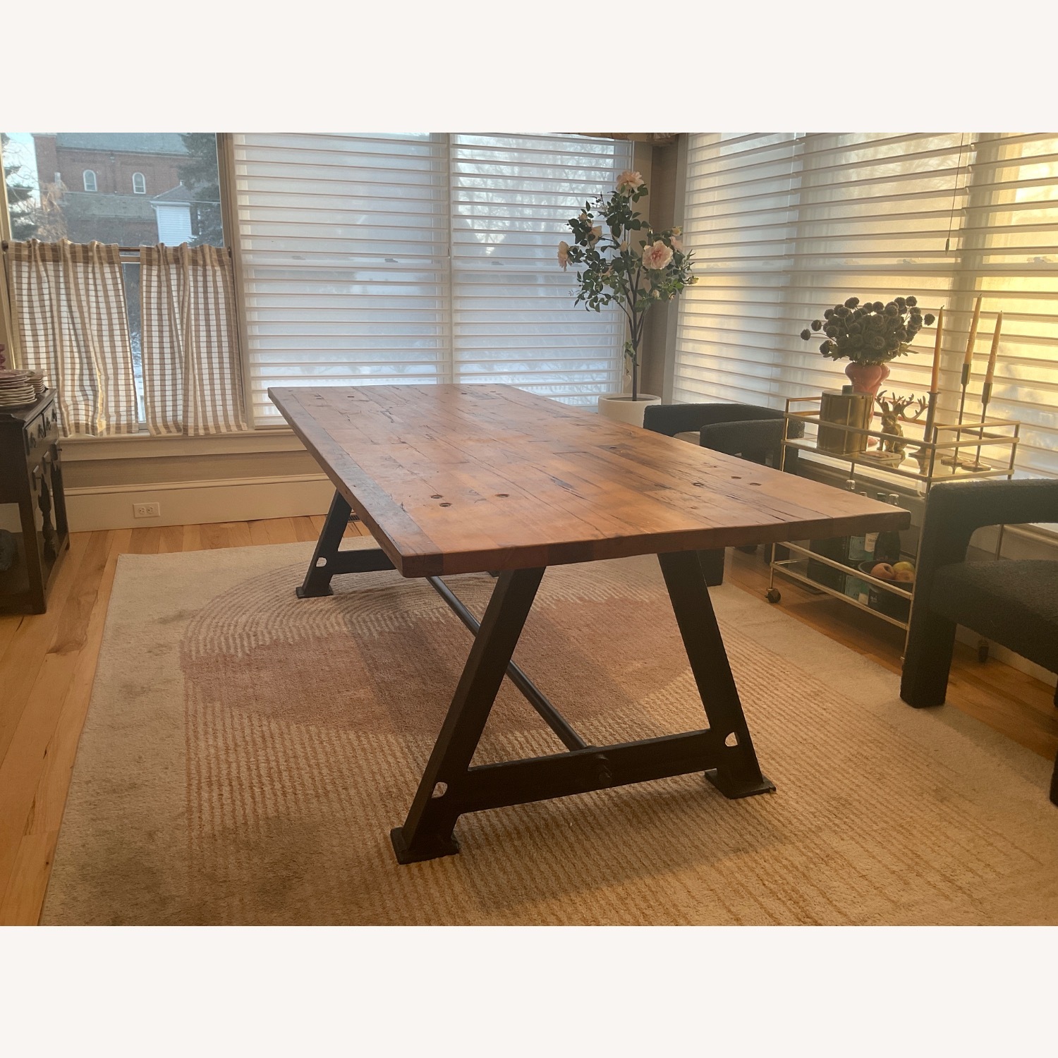 Dark Brown Industrial Wood Dining Table - image-1