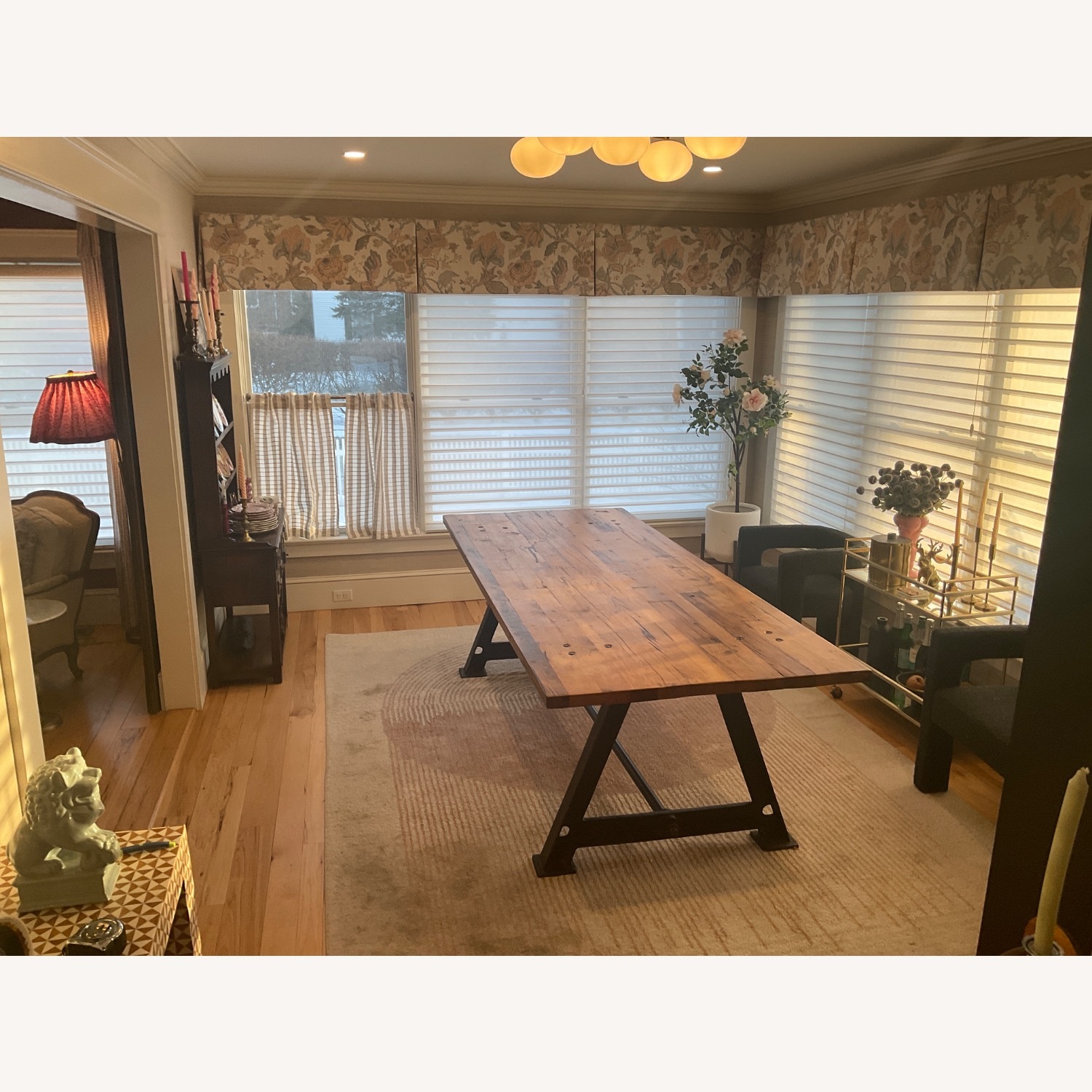 Dark Brown Industrial Wood Dining Table - image-3