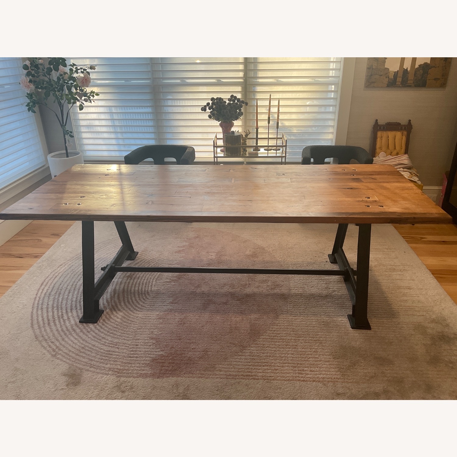 Dark Brown Industrial Wood Dining Table - image-2