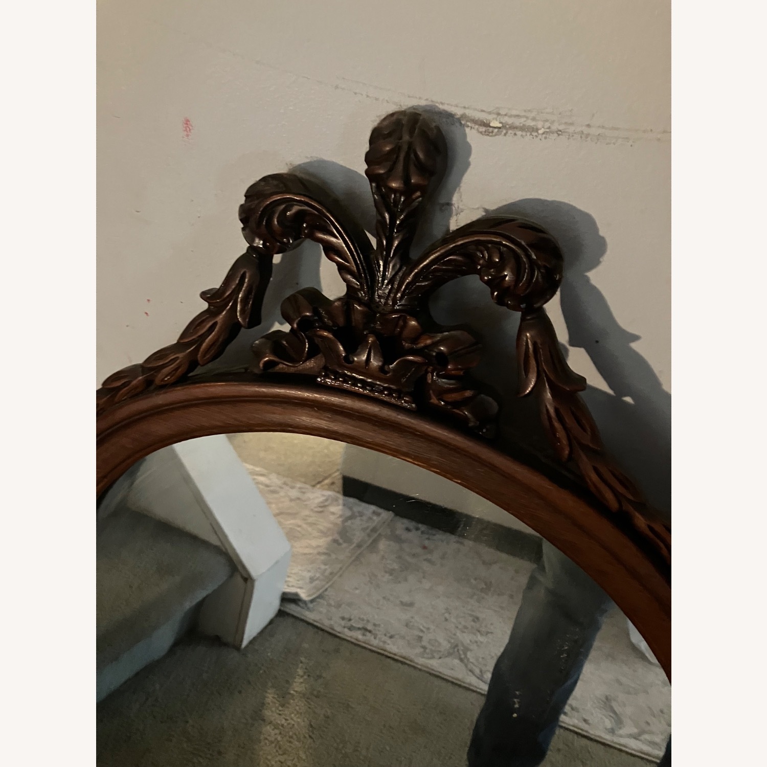 Vintage/Antique Dark Brown Wood Wall Mirror - image-2