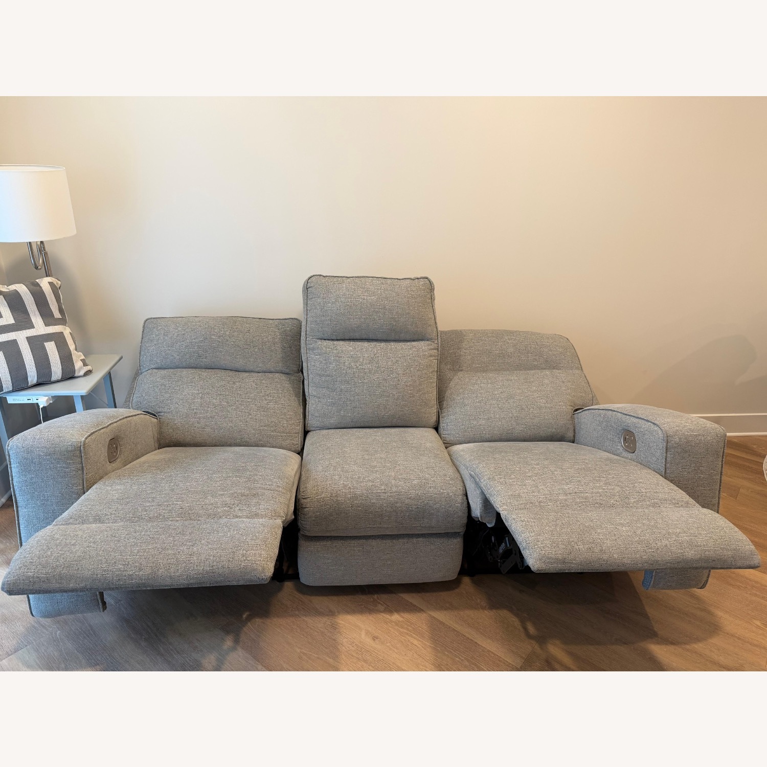 Ashley Furniture Power Recliner Gray Fabric 3 Seater Sofa - image-2