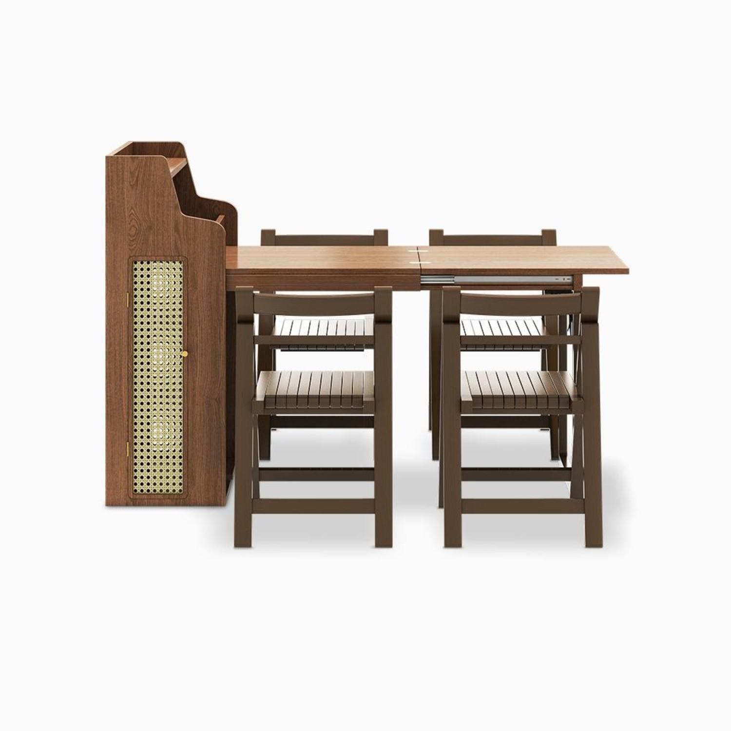 Dark Brown Wood Dining Set - Foldable & Expandable - image-5