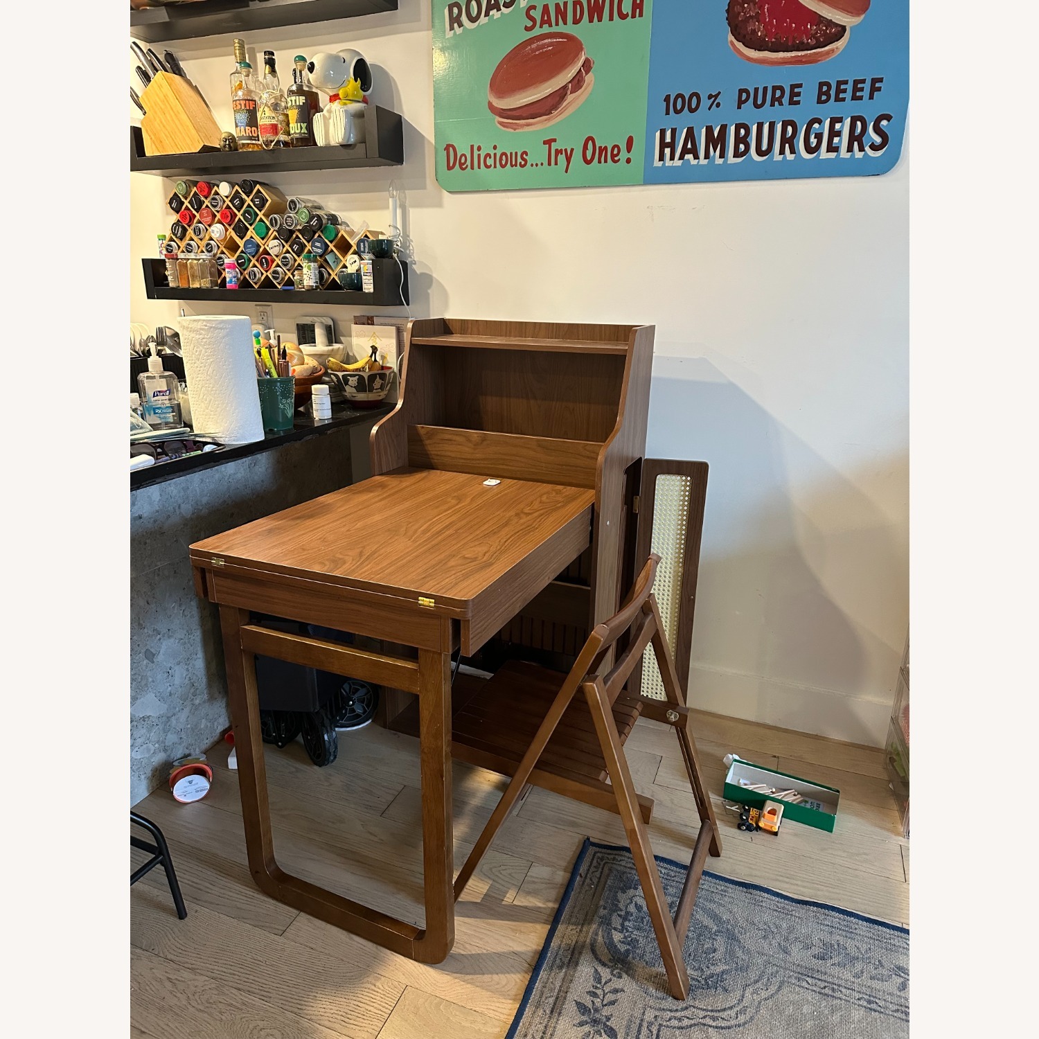 Dark Brown Wood Dining Set - Foldable & Expandable - image-3