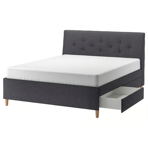 Used IKEA IDANÄS Upholstered Storage Bedframe King Size for sale on AptDeco