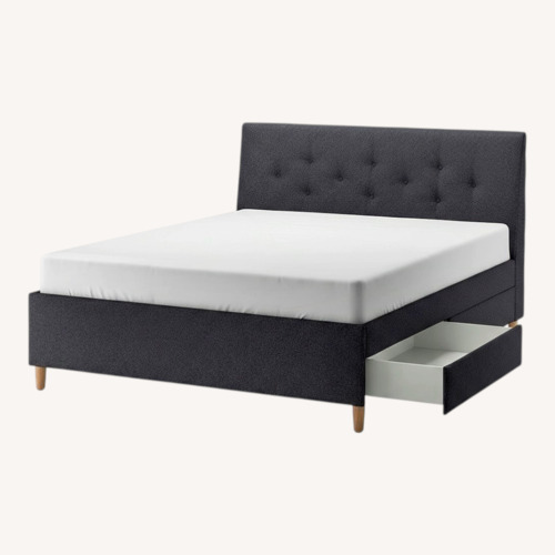 Used IKEA IDANÄS Upholstered Storage Bedframe King Size for sale on AptDeco