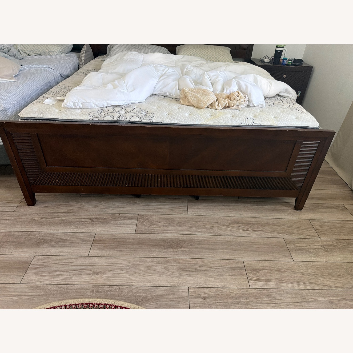 Dark Brown Wood King Bed - image-2