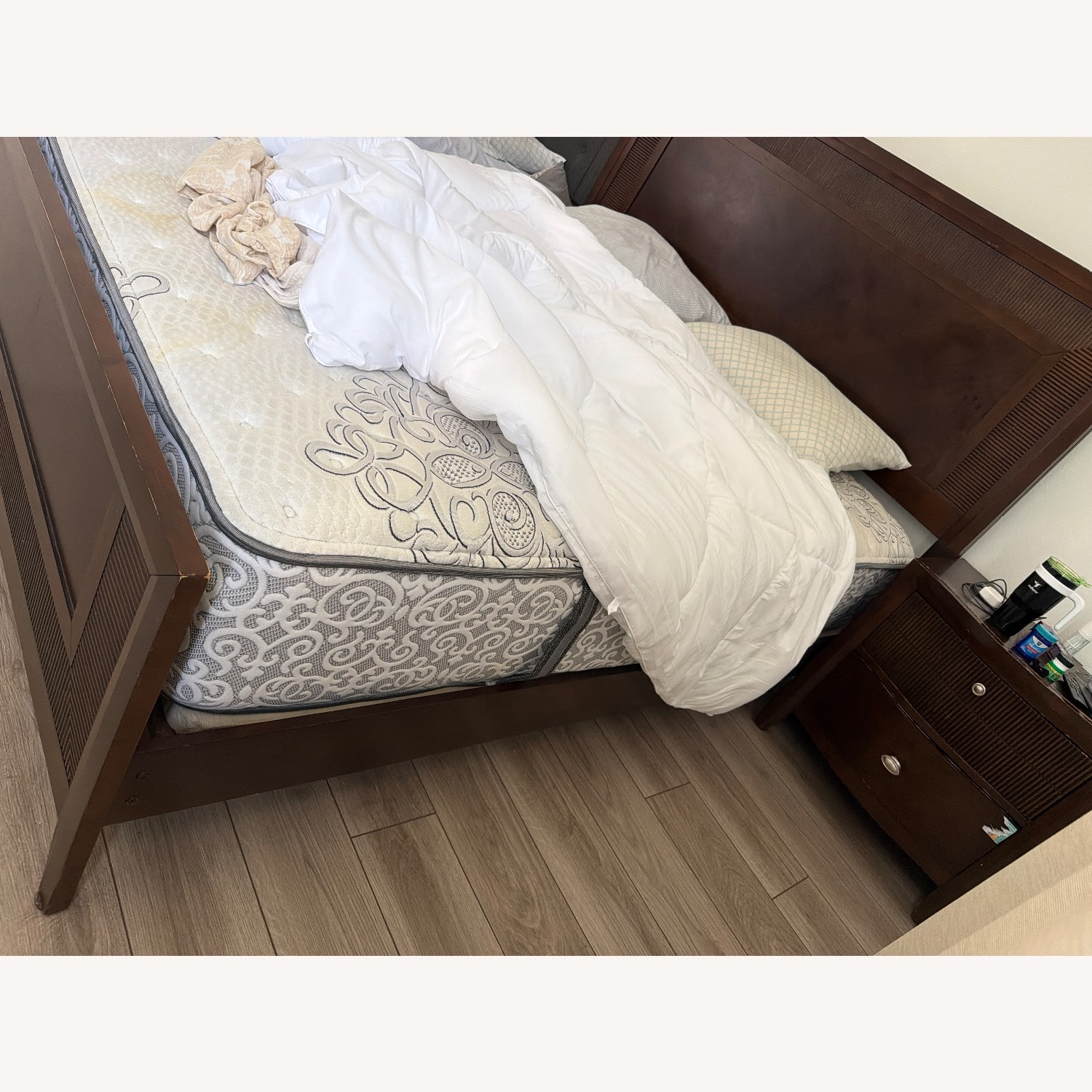 Dark Brown Wood King Bed - image-3