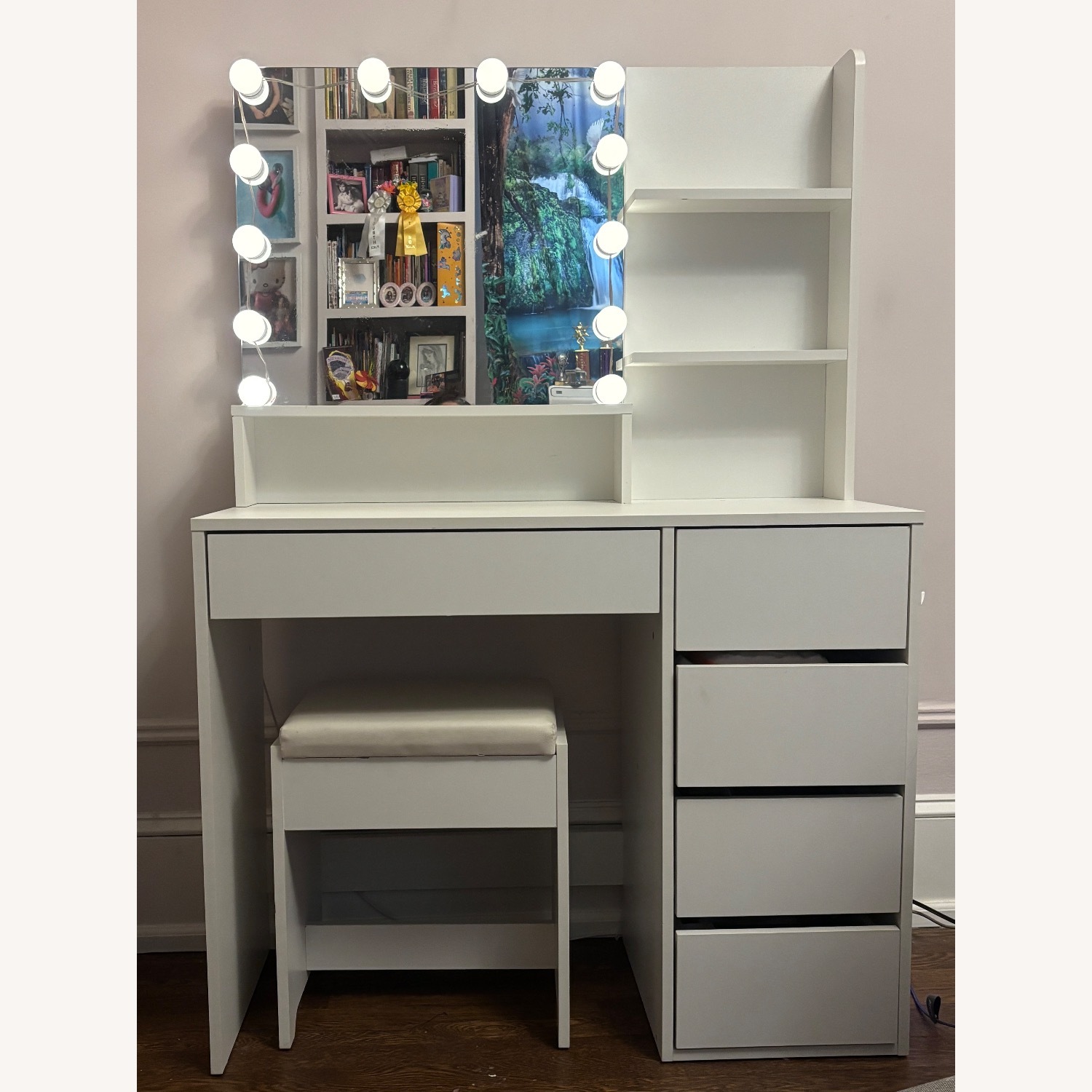 Amazon White Wood Veneer Desk - image-1