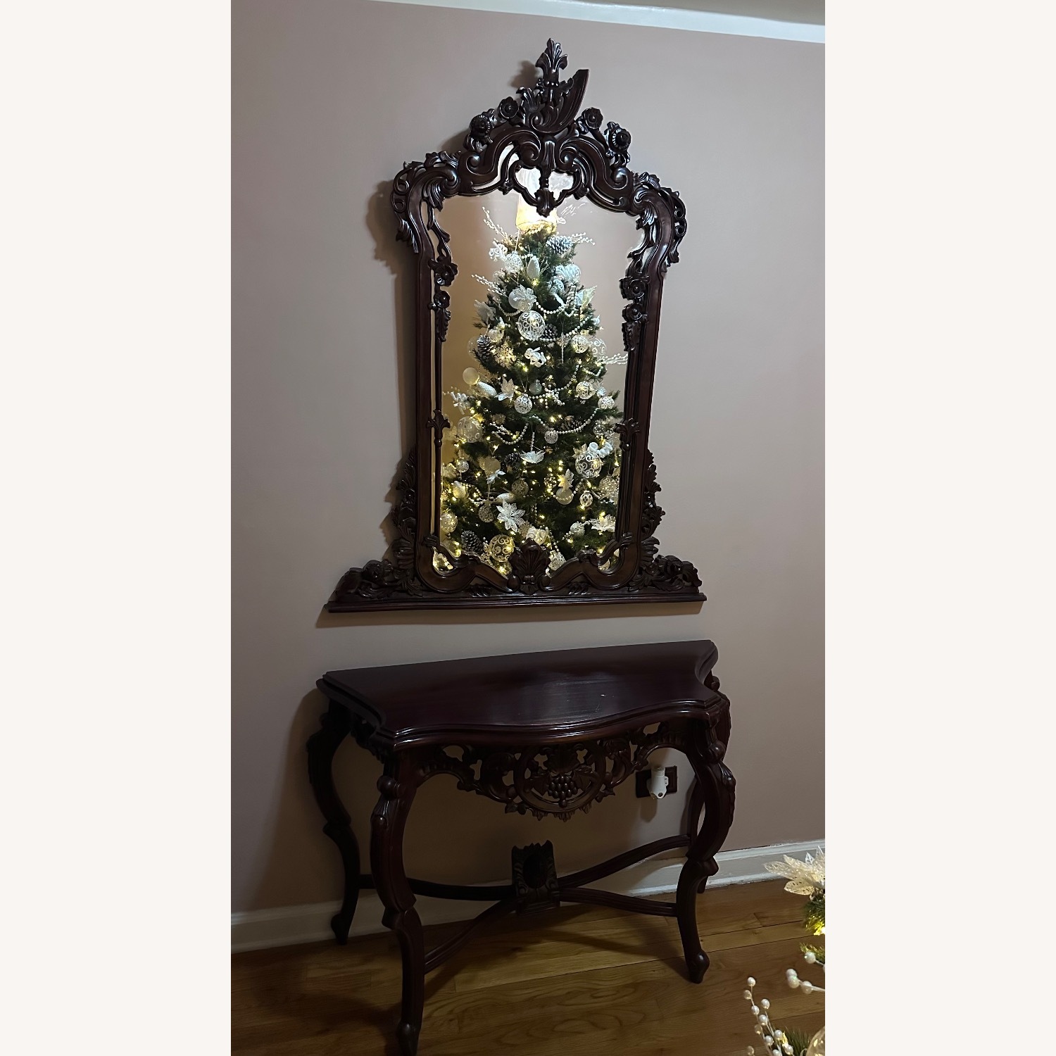 Vintage/Antique Finds Dark Brown Wood Wall Mirror - image-2