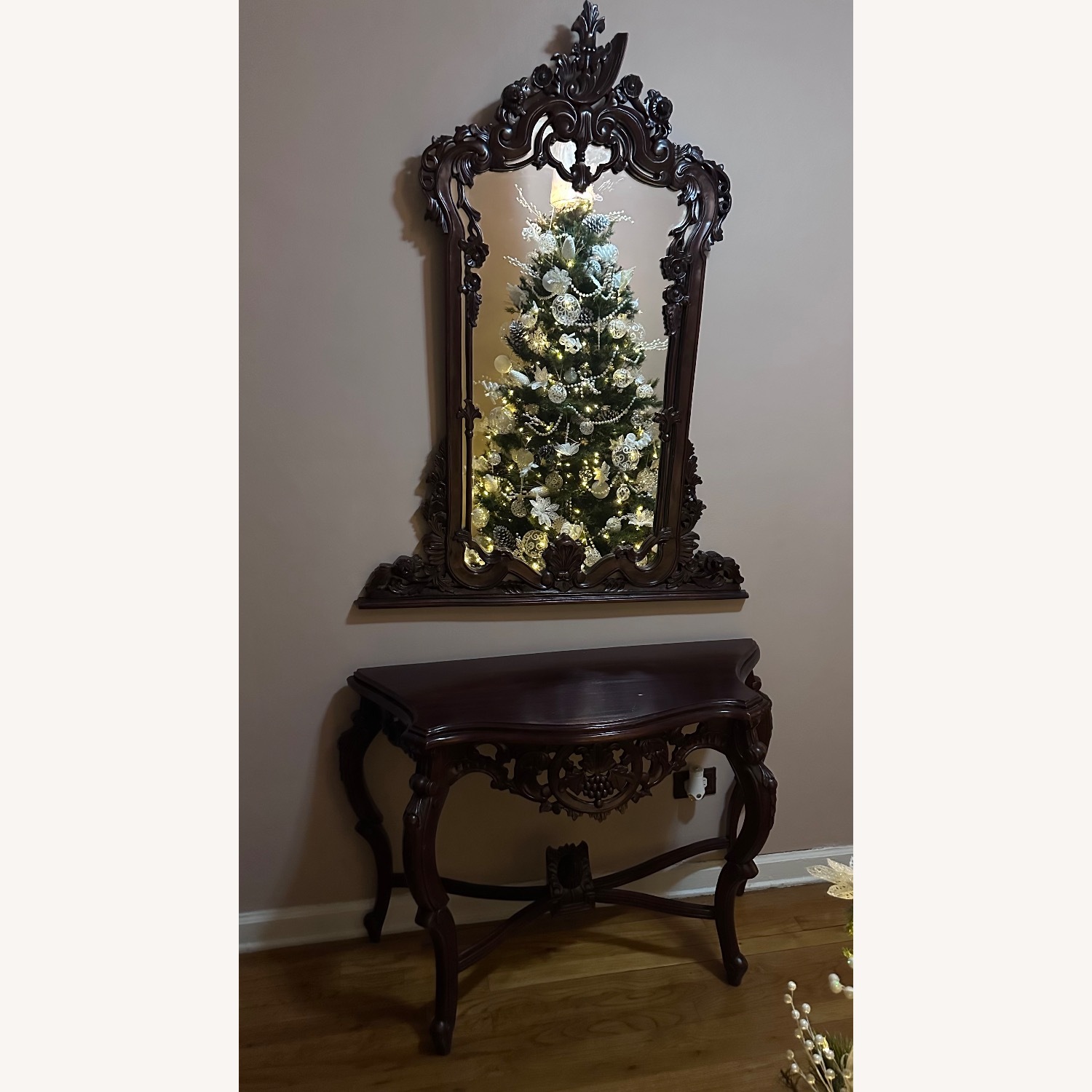 Vintage/Antique Finds Dark Brown Wood Wall Mirror - image-3