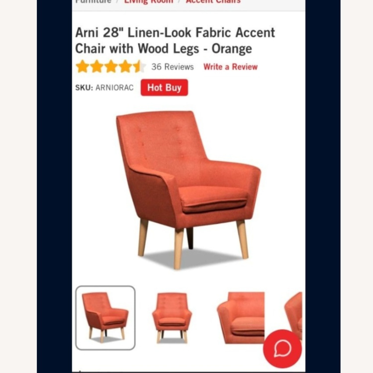 The Brick Modern Rust/Red Accent Armchair  - image-3