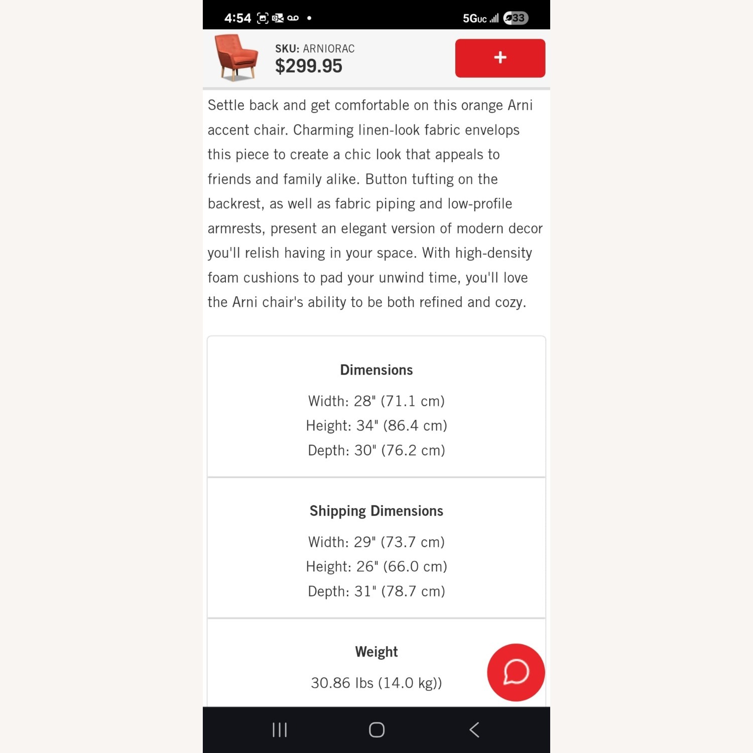 The Brick Modern Rust/Red Accent Armchair  - image-4