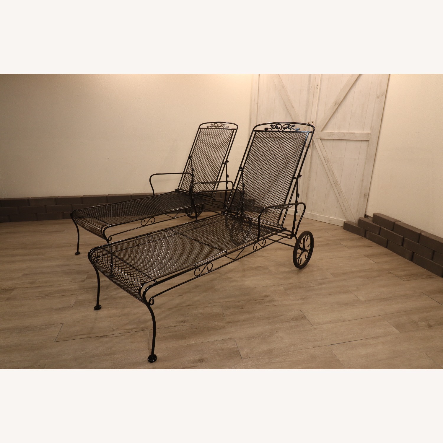 Vintage Acorn and Oak Leaf Wrought Iron Loungers - image-4