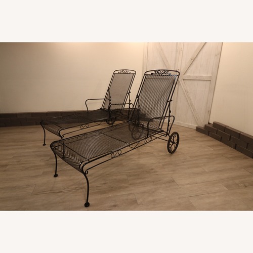 Used Vintage Acorn and Oak Leaf Wrought Iron Loungers for sale on AptDeco