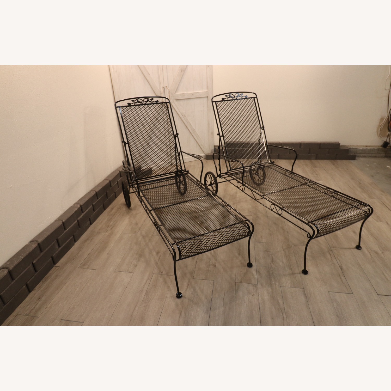Vintage Acorn and Oak Leaf Wrought Iron Loungers - image-10