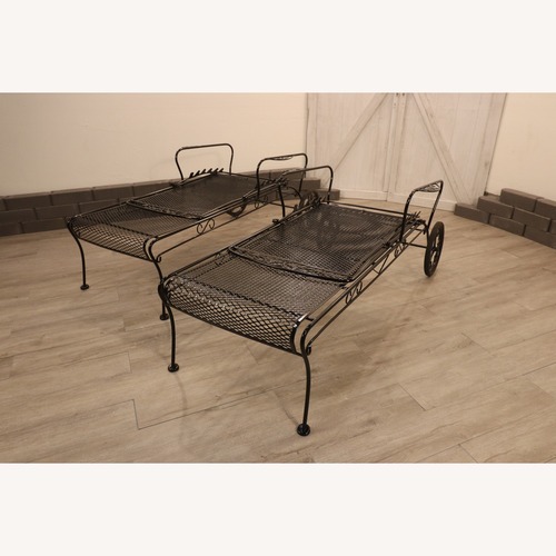 Used Vintage Acorn and Oak Leaf Wrought Iron Loungers for sale on AptDeco