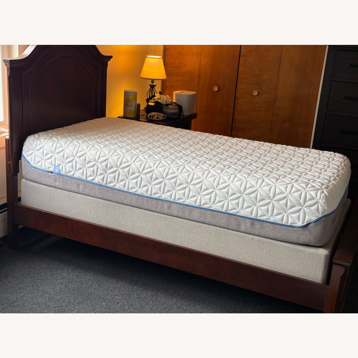 Dark Brown Wood Twin Bed - image-1