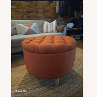 Tufted Round Rust/Terracotta Ottoman
