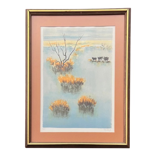 Used Vintage French Landscape Lithograph Wall Art for sale on AptDeco