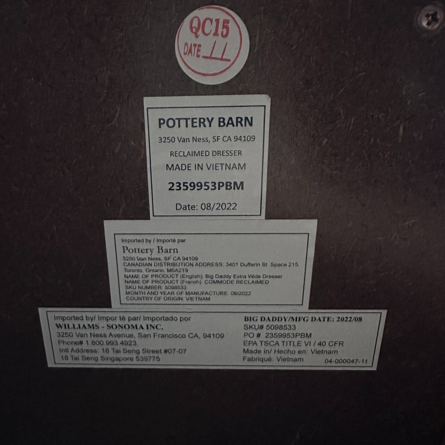 Pottery Barn Big Daddy's Antiques Reclaimed Wood 9-Drawer Dresser (58") - image-4