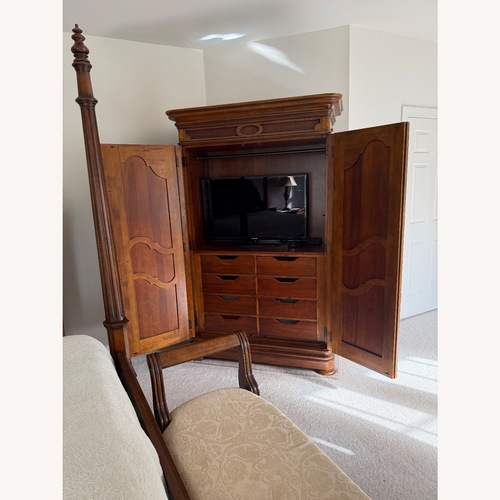 Used Ethan Allen Tuscany Chianti Dark Brown Wood Armoire for sale on AptDeco