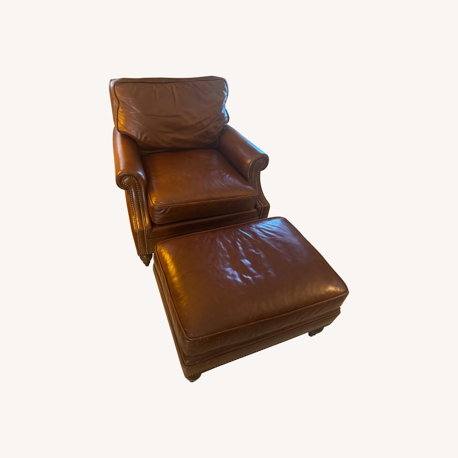 Century Furniture Dark Brown Leather Armchair - image-0