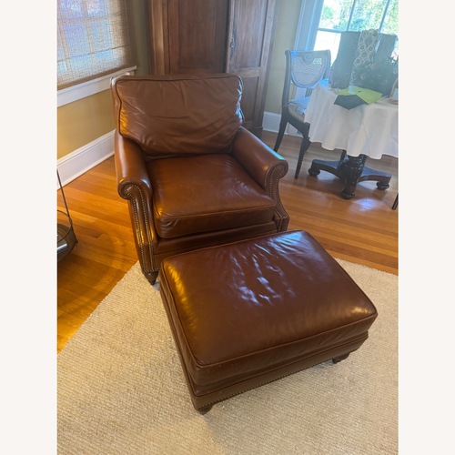 Used Century Furniture Dark Brown Leather Armchair for sale on AptDeco