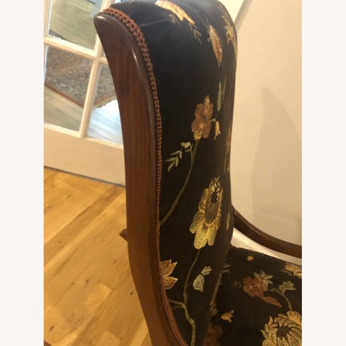 Used Antique Mahogany Embroidered Cocoa Low Arm Rocker for sale on AptDeco