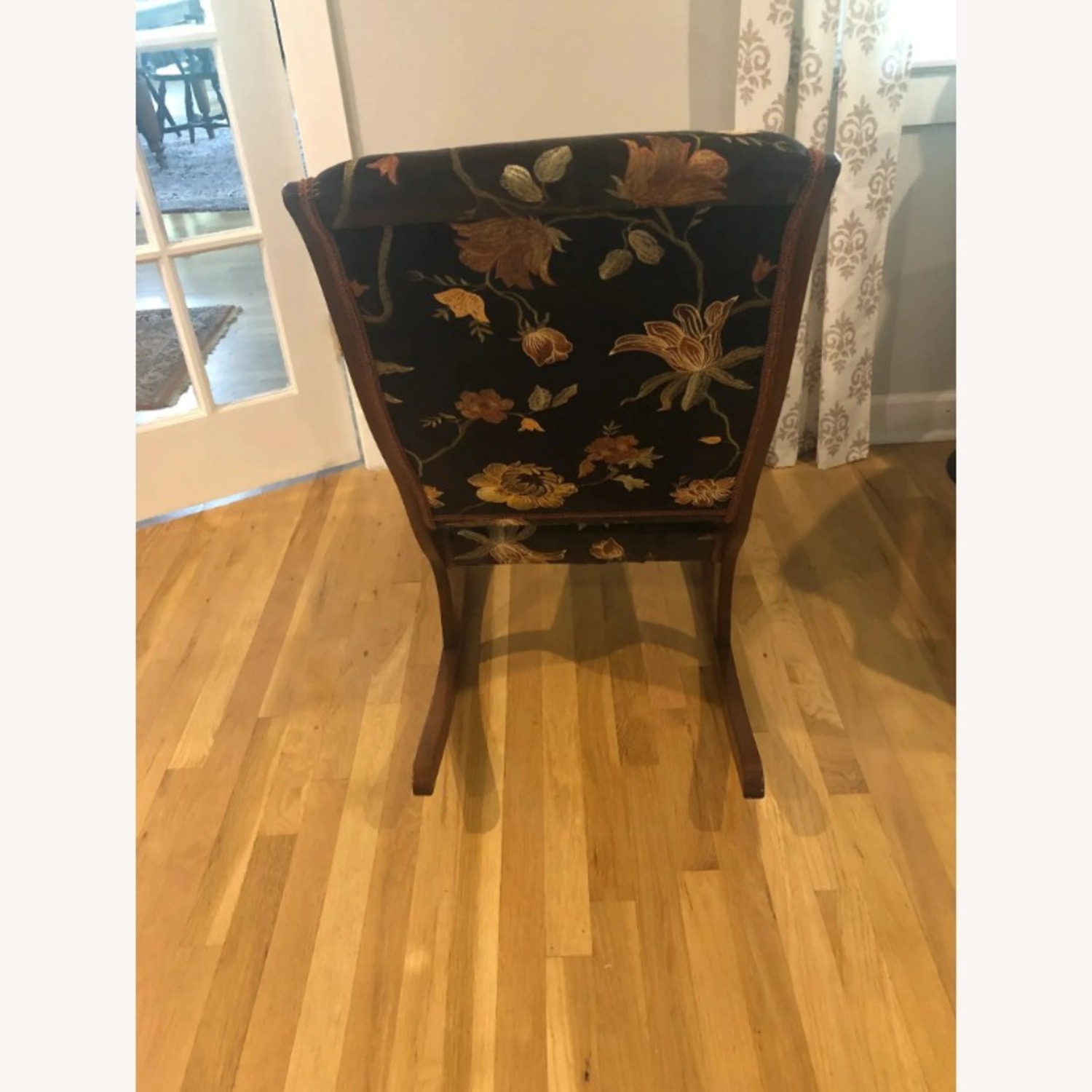 Antique Mahogany Embroidered Cocoa Low Arm Rocker - image-5