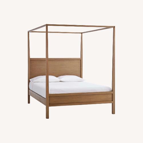 Used Crate & Barrel Keane Solid Driftwood Queen Canopy Bed for sale on AptDeco