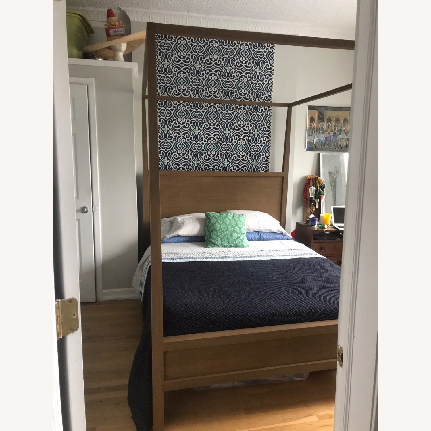 Crate & Barrel Keane Solid Driftwood Queen Canopy Bed - image-4