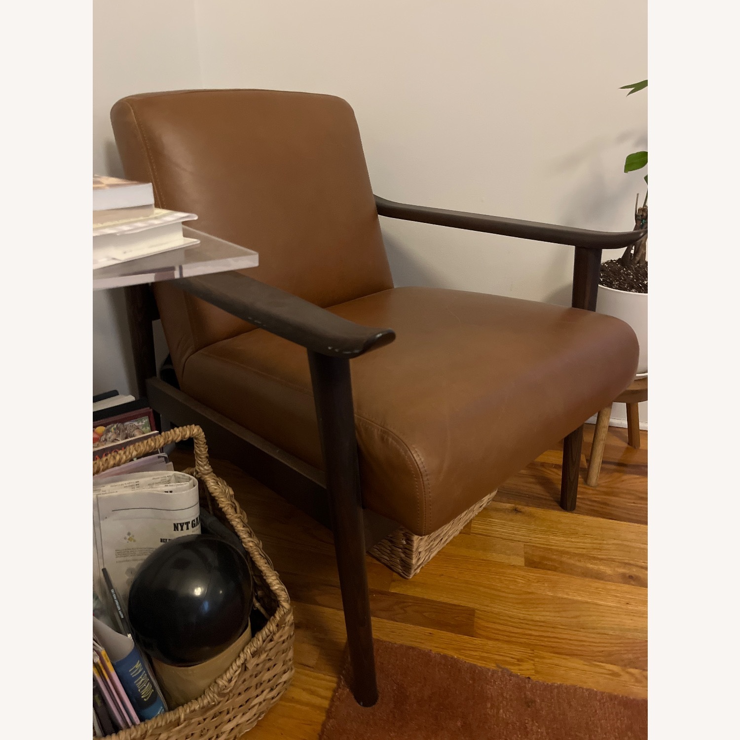 West Elm Mid-Century Natural Leather Accent Chair - image-3