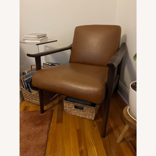 Used West Elm Mid-Century Natural Leather Accent Chair for sale on AptDeco