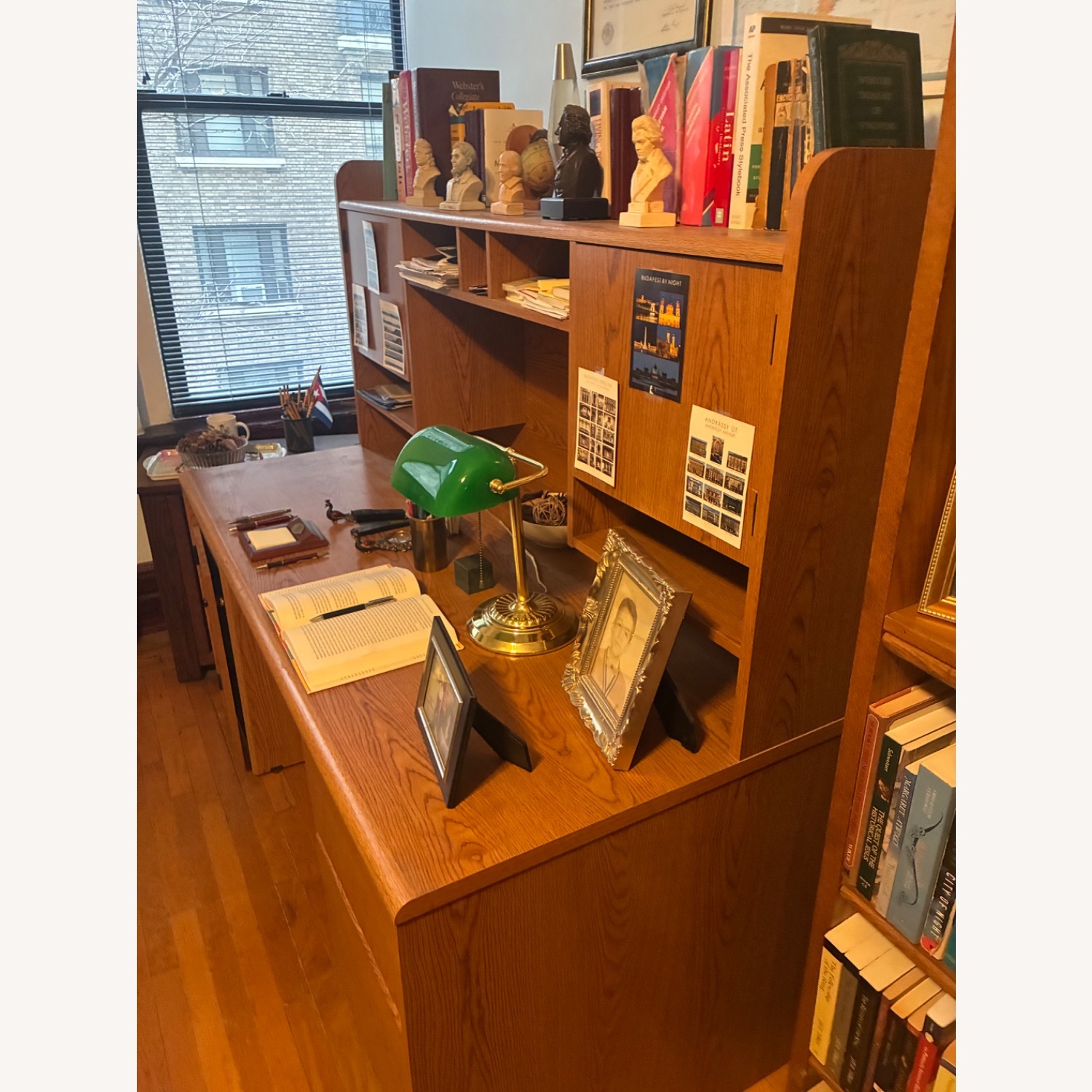 Light Brown Wood Computer Desk/Workstation - image-1