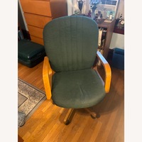 Green Flannel/Wood Office Chair