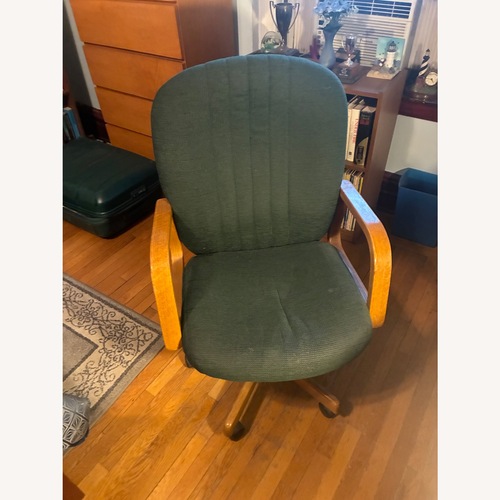 Used Green Flannel/Wood Office Chair for sale on AptDeco