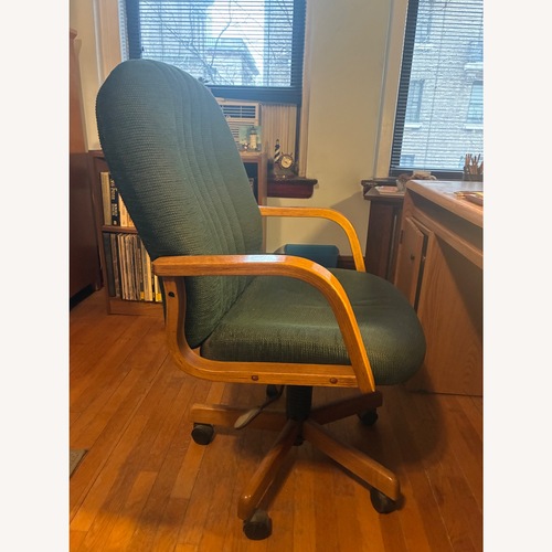 Used Green Flannel/Wood Office Chair for sale on AptDeco