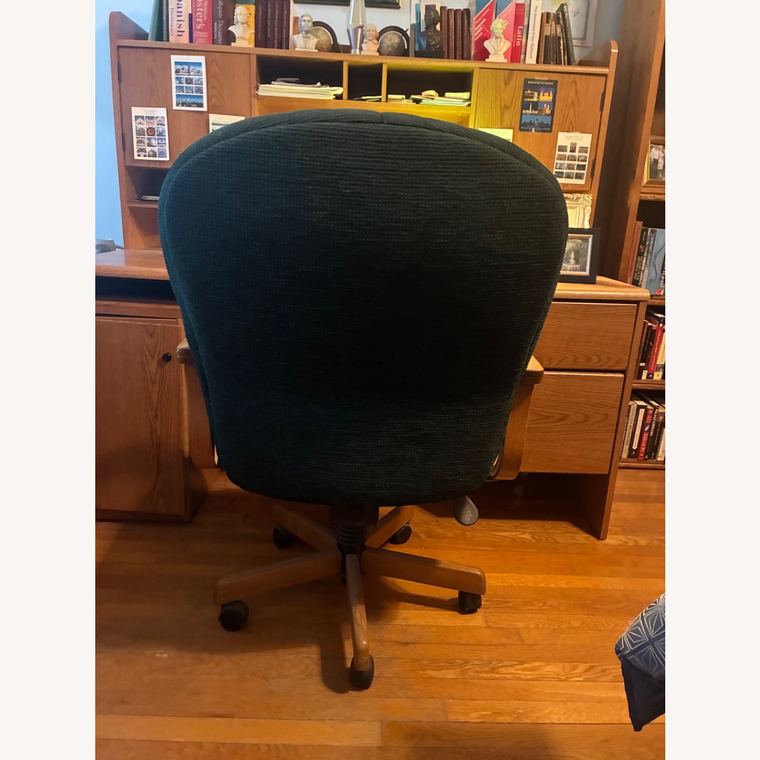 Green Flannel/Wood Office Chair - image-4