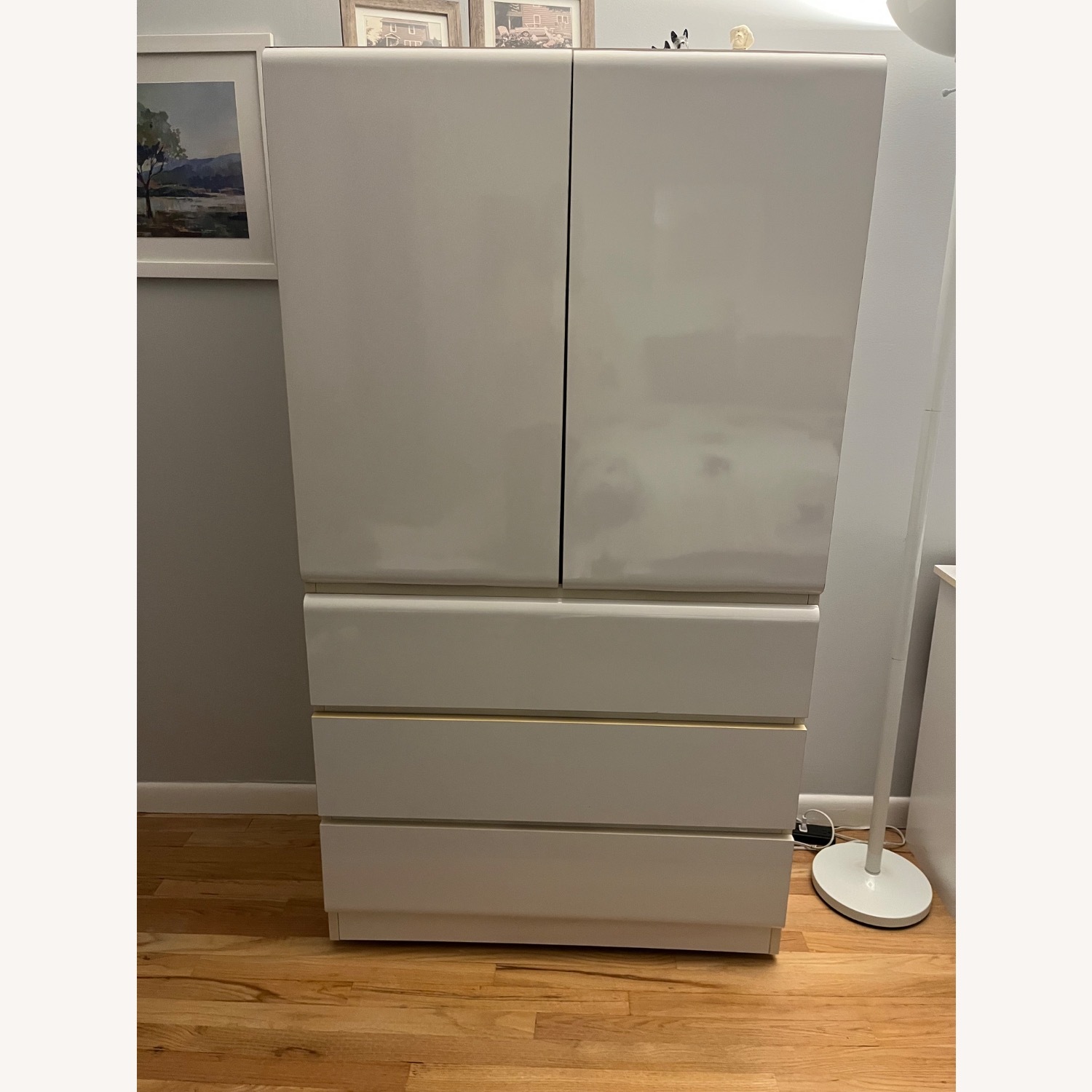 White Lacquer Armoire - image-1