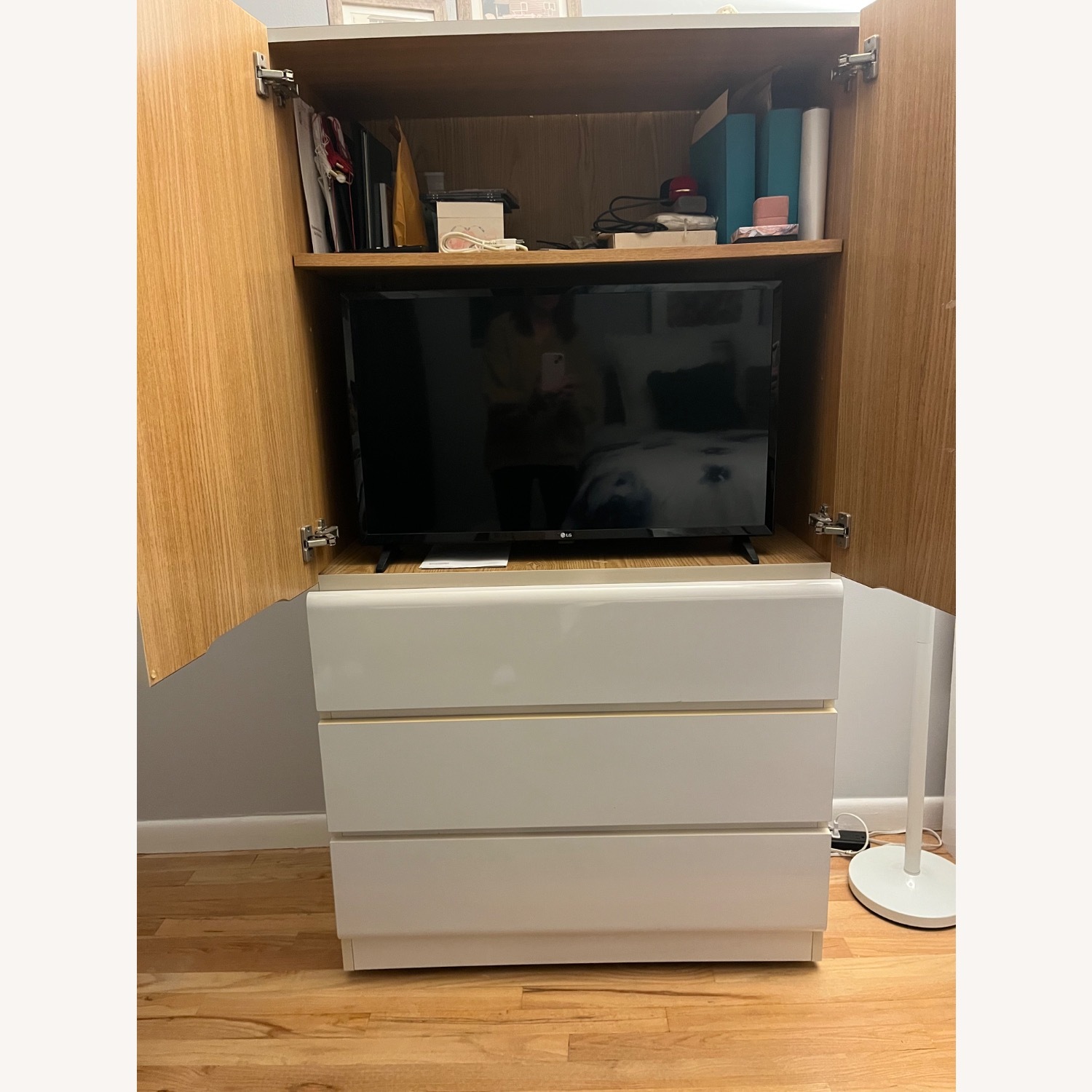 White Lacquer Armoire - image-2